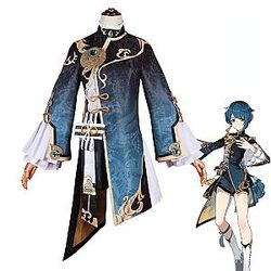 Genshin Impact XingQiu Outfit Earrings Wig Cosplay Costume