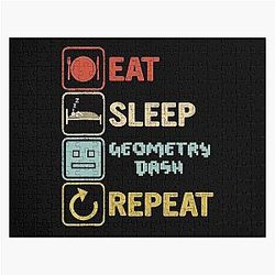 Funny Eat Sleep Geometry Dash Repeat Retro Vintage Geometry Dash Dad Gift Fathers Day Kids Birthdays Jigsaw Puzzle