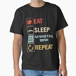 Funny Eat Sleep Geometry Dash Repeat Retro Vintage Geometry Dash Dad Gift Fathers Day Kids Birth Classic T-Shirt