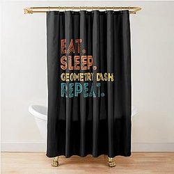 Eat Sleep Geometry Dash Repeat Shower Curtain