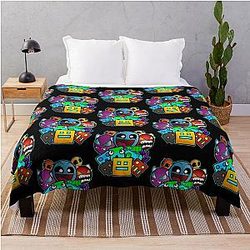 geometry dash old school gaming throw blanket