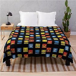 Geometry Dash Icon Face Throw Blanket