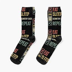 Funny eat sleep geometry dash retro vintage socks