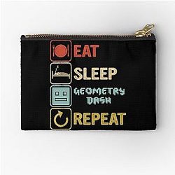 Funny Eat Sleep Geometry Dash Repeat Retro Gift for Dad on Fathers Day or Kids Birthday Zipper Pouch