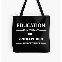 Education Is Important But Geometry Dash Is Important All Over Print Tote Bag