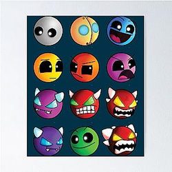 geometry dash demon faces poster