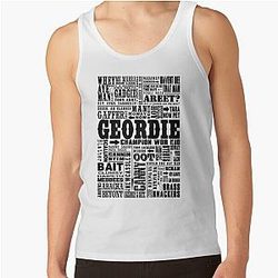 Geordie Sayings Print Black Tank Top