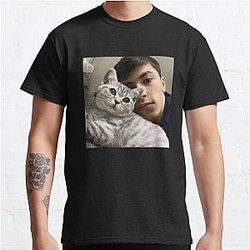 GeorgeNotFound T-Shirts - GeorgeNotFound with his cat Classic T-Shirt RB0906 [ID7993]