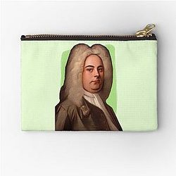 German British Composer George Handel Mint Green Illustration Zipper Pouch