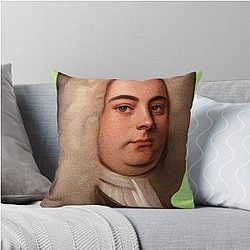 British composer George Handel green illustration throw pillow
