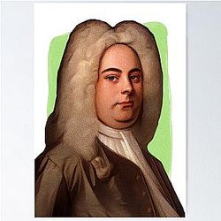 German British composer George Handel illustration Poster