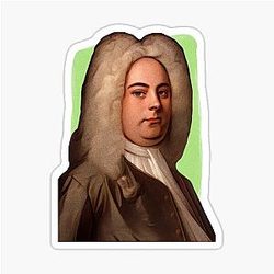 German British Composer George Handel Green Sticker Illustration