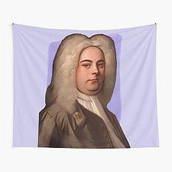 German British Composer George Handel Tapestry Illustration