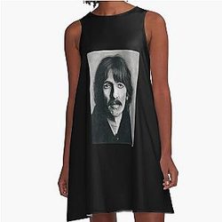 George Harrison Rock Legend Portrait A-Line Dress