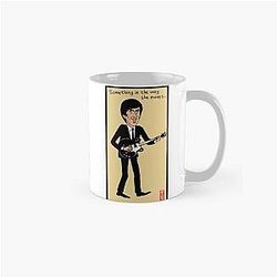 Cartoon drawing of George Harrison singing Something in the way she moves Mug
