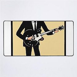 Cartoon drawing of George Harrison singing Something she moves Desk Mat