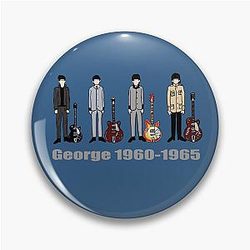 George Harrison 1960-1965 cartoon doodle with Guitar Pin