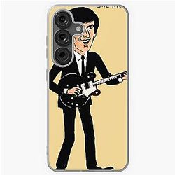 Cartoon drawing of George Harrison singing Something in the way she moves Samsung Galaxy Soft Case