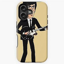 Cartoon drawing of George Harrison singing Something in the way she moves phone case