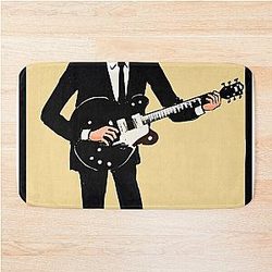 Cartoon drawing of George Harrison singing Something the way she moves Bath Mat