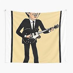 Cartoon drawing of George Harrison singing Something in the way she moves Tapestry