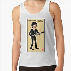 Cartoon drawing of George Harrison singing "Something" in the way she moves Tank Top