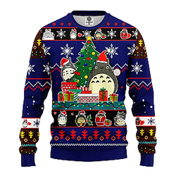 Totoro Ghibli Blue Ugly Christmas Sweater 