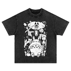 Hayao Miyazaki Animated PTTT1705 Washed  Ghibli Studio T-Shirts