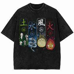Ghibli Elements Washed PTTT1708  Ghibli Studio T-Shirts