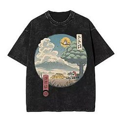 Anime  PTTT0409 Washed  Ghibli Studio T-Shirts
