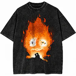 Calcifer Vintage Anime PTTT219 Washed  Howl’s Moving Castle T-Shirts