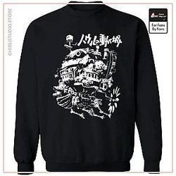 Howl's Castle in Black and White Sweatshirt