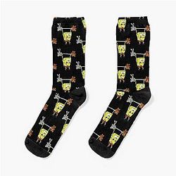 Ghibli Studio Socks - Spongebob Lifting Weights Mashup Anime Socks