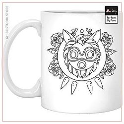 Princess Mononoke Mask in Black and White Mug