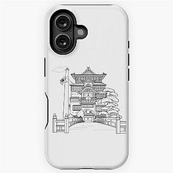 Ghibli Studio Cases - Spirited Away Bathhouse Line Drawing iPhone Tough Case