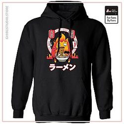 Howl's Moving Castle - Calcifer Loves Ramen Hoodie