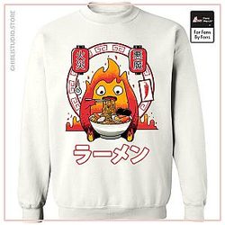 Howl's Moving Castle - Calcifer Loves Ramen Sweatshirt