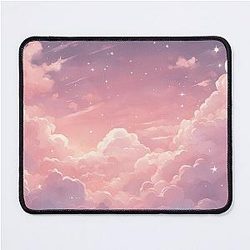 Ghibli Studio Mousepads - Pastel Pink Anime Clouds Stars Sky Mouse Pad