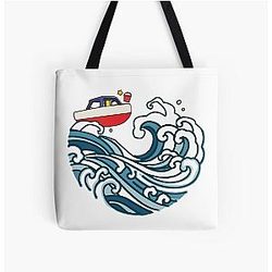 Ghibli Studio Bags - Boat on the Big Wave Tote Bag