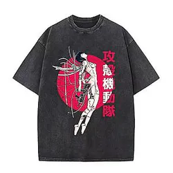 Cyberpunk Anime PTTT229 Washed  Ghost In The Shell T-Shirts