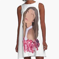 Gigi Hadid Minimalist Portrait Floral Crown A-Line Dress