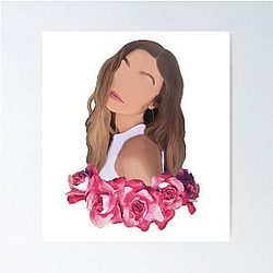Gigi Hadid Minimalist Portrait with Flower Crown Poster