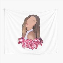 Gigi Hadid Minimalist Portrait with Flower Crown Tapestry