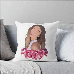 Gigi Hadid Minimalist Portrait Flower Crown Throw Pillow