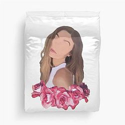 Gigi Hadid Minimalist Portrait with Flower Crown Duvet Cover