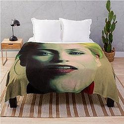 Gillian Anderson Oil Color Portrait Throw Blanket