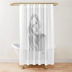 Gillian Anderson All About Eve Watercolour Portrait Painting Shower Curtain