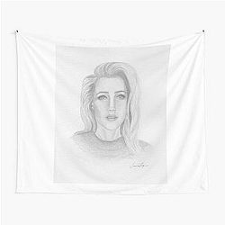 Gillian Anderson Watercolour Painting Portrait Tapestry