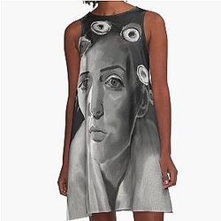 Portrait of Gillian Anderson in A-Line Dress