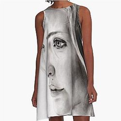 Gillian Anderson Charcoal A-Line Dress